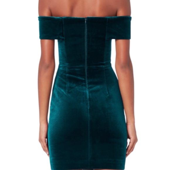 Velvet off-the-shoulder Mini Dress - Picture 2 of 4